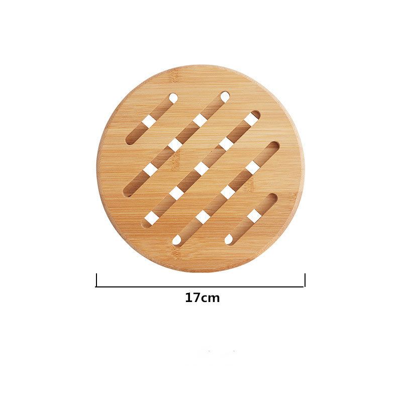 17cm Round Bamboo Heat-Resistant Trivet – Natural Wooden Pot Holder & Table Mat